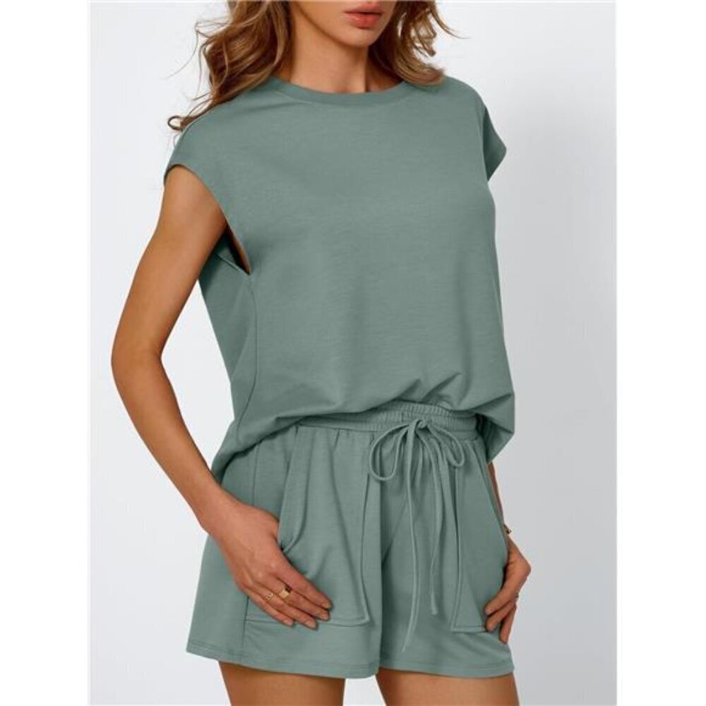 Round Neck Cap Sleeve Top and Shorts Set - Picture 9 of 16